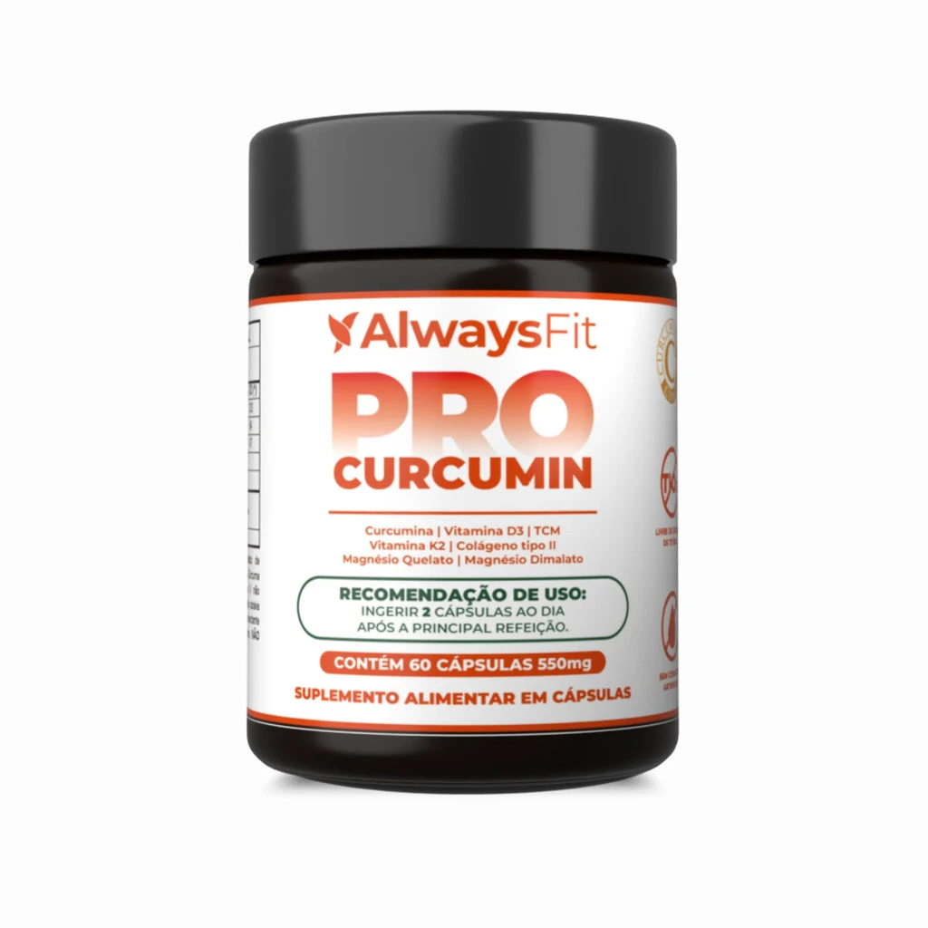 Embalagem de Pro Curcumin, da Always Fit, para identificação do produto.