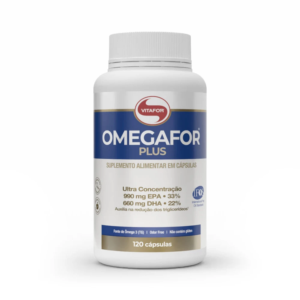 Embalagem de Omegafor, da Vitafor, para identificação do produto.
