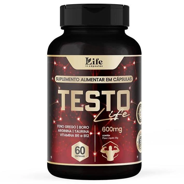 Embalagem de Testo Life, da Life In, para identificação do produto.