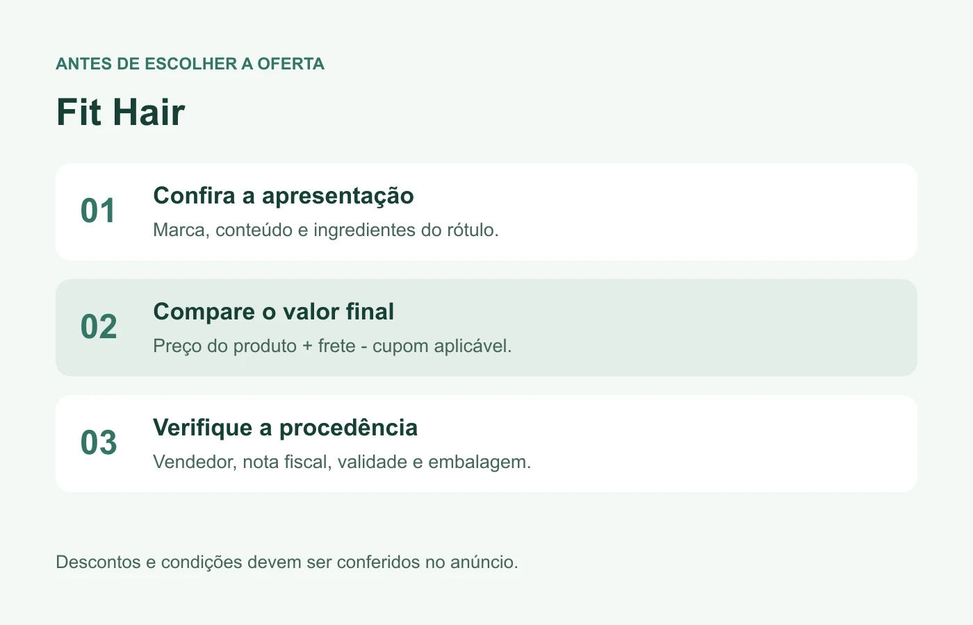Como comparar a oferta de Fit Hair: apresentação, valor final e procedência.