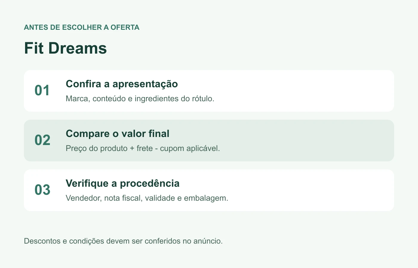 Como comparar a oferta de Fit Dreams: apresentação, valor final e procedência.