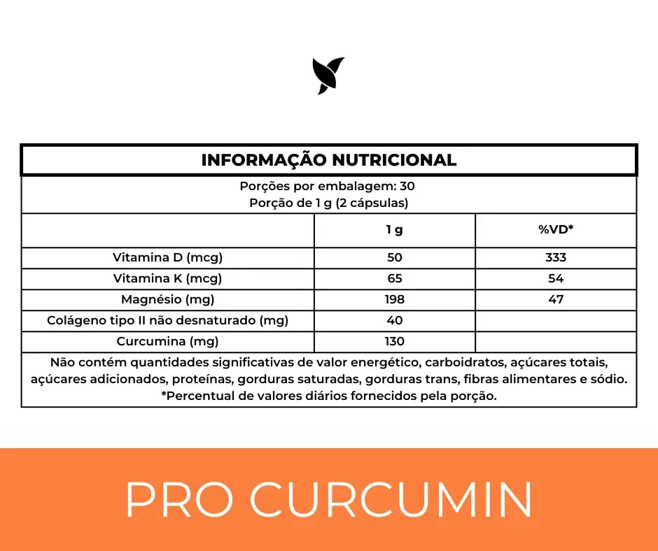 Tabela nutricional de Pro Curcumin divulgada pela Always Fit.